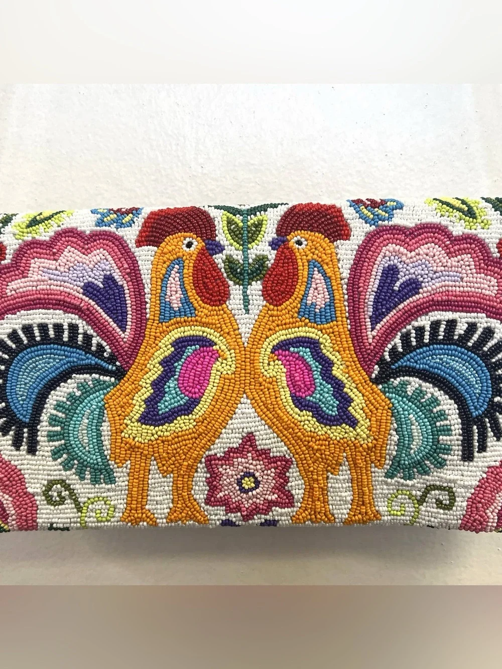 Rooster Chicken Intricate Hand Crafted High Quality Beaded Crossbody Clutch